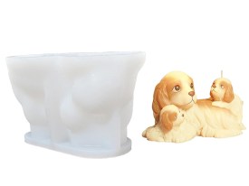 Molde silicona perrito con 2 cachorros 